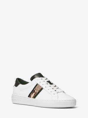 Irving Leather and Snake Embossed Stripe Sneaker 